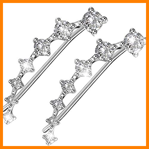 【 Mejor precio en oferta de 】✔️ Babioms 7 Circonitas Arete, Ear Cuffs Hoop Climber Hypoallergenic Earring, Pendientes Trepadores Ear Climber