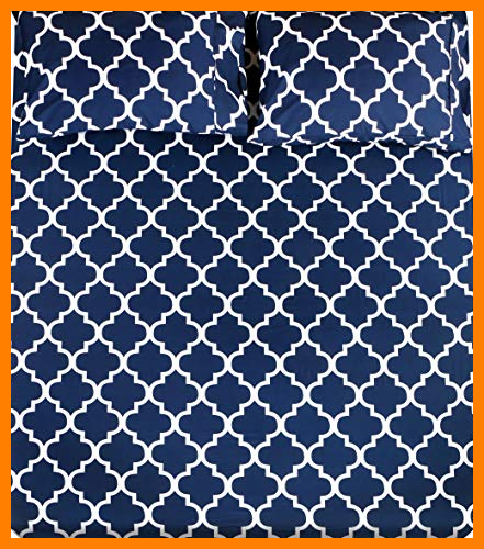 【 Mejor precio en oferta de 】✔️ Utopia Bedding - Juego Sábanas de Cama Estampadas - Microfibra Cepillada - Sábanas y 2 Fundas de Almohada - (Cama 150, Azul Marino)