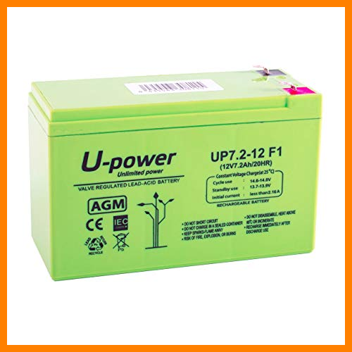 【 Mejor precio en oferta de 】✔️ Master U-Power Batería Plomo AGM 7.2Ah 12V FASTON F1 4.8mm, UP, MU-UP7.2-12F1