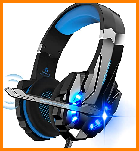 【 Mejor precio en oferta de 】✔️ Auriculares Gaming PS4,Cascos Gaming, Auriculares Cascos Gaming de Mac Estéreo con Micrófono Juego Gaming Headset con 3.5mm Jack Luz LED Bajo Ruido Compatible con PC Xbox One Nintendo Switch (Blue)
