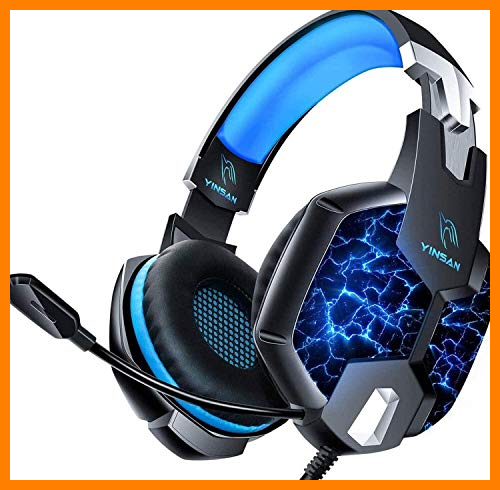 【 Mejor precio en oferta de 】✔️ Auriculares para Videojuegos, YINSAN Cascos Gaming Premium Estéreo con Micrófono, 7 Luces LED y Orejeras de Memoria Suave, Gaming Headset con Control de Volumen para PS4, PC, Xbox One, Nintendo Switch