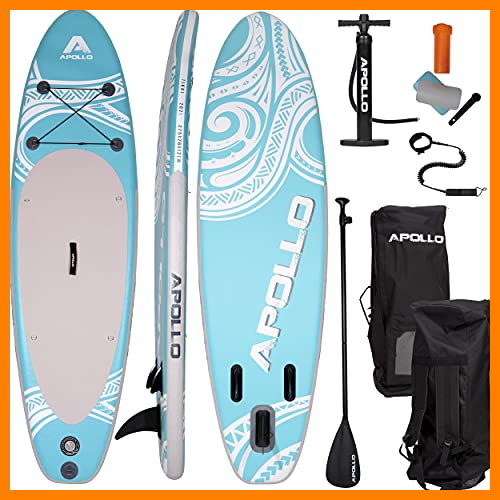 【 Mejor precio en oferta de 】✔️ Apollo Tabla Sup – Set Completo para Sup Paddle – Tabla de Paddle Surf Hinchable con Remo, Bomba y Kit de Reparación – Tabla de Remo para Principiantes y Profesionales