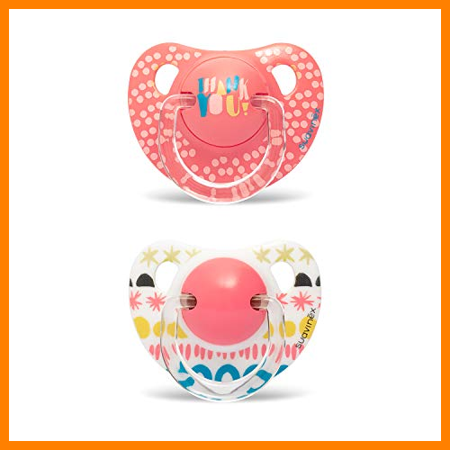 【 Mejor precio en oferta de 】✔️ Suavinex – Pack 2 chupetes para bebés 6-18 meses. con tetina anatómica de silicona. 0% Bisphenol. diseño Thank You rosa