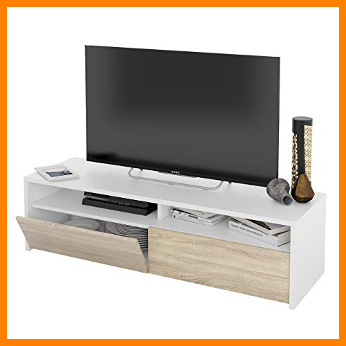 【 Mejor precio en oferta de 】✔️ Mueble de Salon, modulo de Comedor Kioto, Acabado Color Blanco Artik y Roble Canadian, Medidas: 130 cm (Ancho) x 35,5 cm (Alto) x 40,2 cm (Fondo)