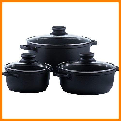 【 Mejor precio en oferta de 】✔️ Style'n Cook Nero Classico - Batería de Cocina, 6 Piezas, de Aluminio Fundido, Color Negro