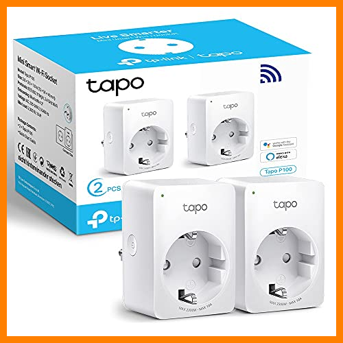 【 Mejor precio en oferta de 】✔️ TP-Link TAPO P100 (2-Pack) - Mini Enchufe Inteligente WiFi, óptimo para programar el encendido yapagado y salvar energía, Control Remoto, no necesita HUB, compatible con Alexa y Google Home