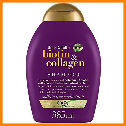 【 Mejor precio en oferta de 】✔️ OGX Champú sin Sulfatos ni Parabenos para el Crecimiento del Pelo, Biotina y Colágeno, 385 ml