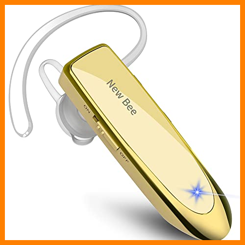 【 Mejor precio en oferta de 】✔️ New Bee Manos Libres Auricular Bluetooth Auricular inalámbrico Bluetooth Mano Libre con tecnología de Captura de Voz Clara Auricular Bluetooth para iPhone Samsung Huawei Sony, etc (Oro)