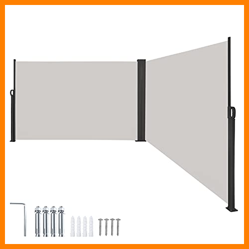 【 Mejor precio en oferta de 】✔️ Aufun Toldo Lateral Doble Extensible Separador retráctil terraza protección 180 x 600 cm, Protector Solar a Prueba de Viento, para Balcón, Jardin, Terraza, Camping - Gris