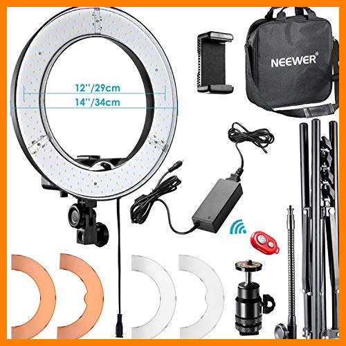 【 Mejor precio en oferta de 】✔️ Neewer 14 Pulgadas Exterior LED Anillo de Luz 36W 5500K con Soporte de Luz Kit: Tubo Filtro de Color Adaptador de Zapata Caliente Receptor Bluetooth para Disparo Cámara Youtube Video TikTok