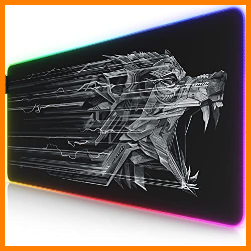 【 Mejor precio en oferta de 】✔️ TITANWOLF - Alfombrilla para ratón Gaming RGB - Mouse Pad 900 x 400 mm - LED Multicolor 7 Colores - 4 Modos de Efectos - Mejora precisión y Velocidad - Superficie Inferior de Goma – Motivo Relámpago