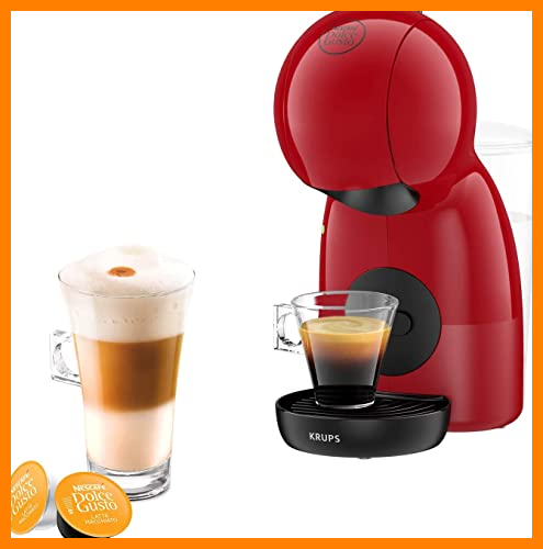 【 Mejor precio en oferta de 】✔️ Nescafé Dolce Gusto Piccolo XS KP1A05 Krups Cafetera de cápsulas con 15 bares de presión, capacidad 0.8 L, bebidas frías o calientes, modo Eco, 30 tipos café, bandeja regulable 3 alturas, color rojo