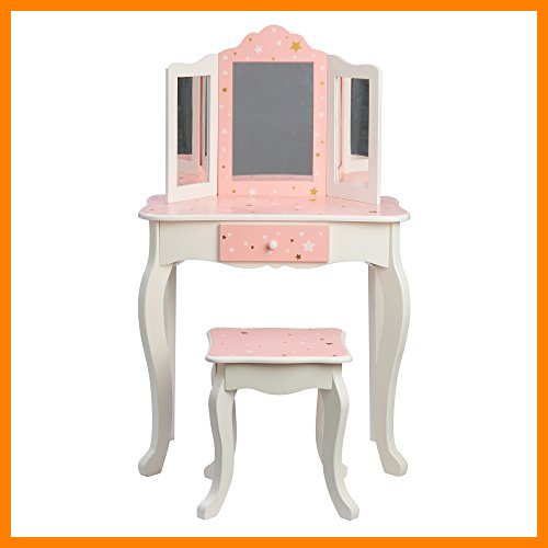 【 Mejor precio en oferta de 】✔️ Teamson Kids Tocador De Madera con Espejo Y Taburete para Niños Rosa TD-11670Q