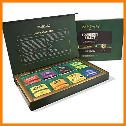 【 Mejor precio en oferta de 】✔️ VAHDAM, Surtido Te - Juego de Te Regalo de 8 Sabores, 40 Bolsitas de Té | Ingredientes 100% Naturales | Te negro, Te verde, Te Oolong, Te Chai, Te de hierbas | Infusiones Regalo | Regalos Navidad