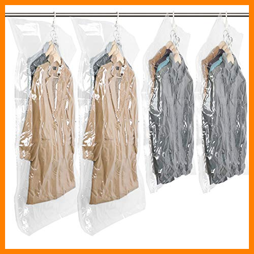 【 Mejor precio en oferta de 】✔️ TAILI Cuelgan Bolsas de Almacenaje al Vacío con Colgar Percha 4 Unidades (2 Extra Largo 135x70cm+2 Largo 105x70cm) Reutilizable para Guardar Ropa, Ropa de Cama, Edredones, Almohadas, Mantas, Cortinas