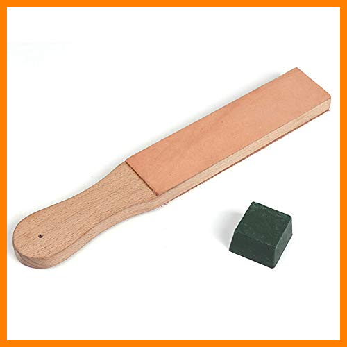 【 Mejor precio en oferta de 】✔️ TOOGOO Cuchillo De Afilar De Cuero Con Manejar De Madera Maquinilla De Afeitar Tablero De Pulido Con Compuesto Polaco De 2 Lados Hecho De Cuero De Vacuno Curtido Con Verduras
