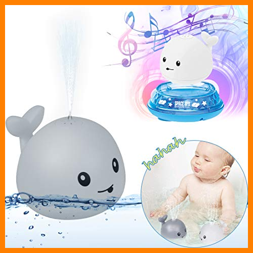 【 Mejor precio en oferta de 】✔️ O-Kinee Juguetes de Baño para Bebés, Rociador de Ballena de Inducción Automática Juguetes Divertidos, Juguete de Agua, Juguete Sensorial de Rociado de Agua 2 en 1, Juguete de Fuente Musical (Gris)