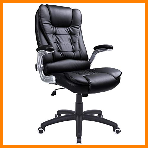 【 Mejor precio en oferta de 】✔️ SONGMICS Silla de oficina con respaldo alto, Reposacabezas y cojín engrosados, Apoyabrazos abatibles, Silla ejecutiva ergonómica, Negro OBG51B