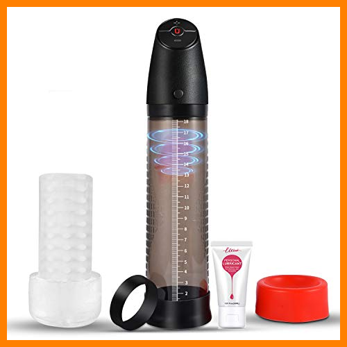 【 Mejor precio en oferta de 】✔️ UTIMI 2-in-1 Penis Pumps Bomba eléctrica para agrandar el pene Juguetes sexuales para masturbación masculina con masturbador, manga resistente, anillos para el pene y lubricante a base de agua
