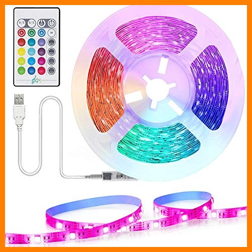 【 Mejor precio en oferta de 】✔️ Tiras LED TV 2M, TASMOR Tira de LED USB RGB 5050 Sincronización de Música Multicolor, Luces LED Habitación con Control Remoto, Luz LED TV Gaming con Cinta Autoadhesiva 3M para 30-60 pulgada TV/PC