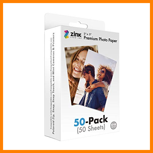 【 Mejor precio en oferta de 】✔️ Zink Papel fotográfico instantáneo de 5 x 7,6 cm (50 unidades) compatible con cámaras y impresoras Polaroid Snap, Snap Touch, Zip y Mint