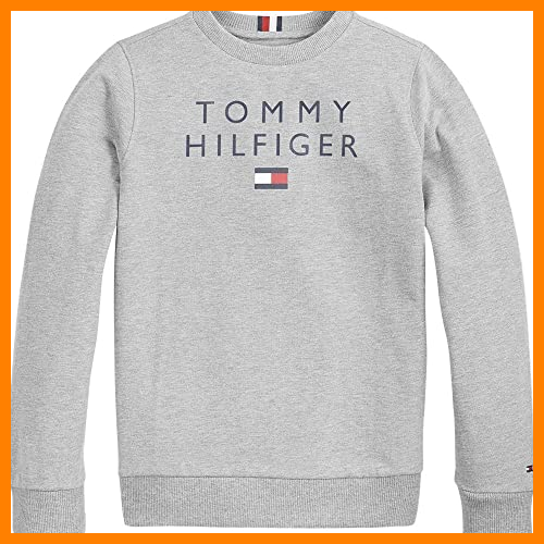 【 Mejor precio en oferta de 】✔️ Tommy Hilfiger TH Logo Sweatshirt Sudadera, Light Grey Heather, 14 Years para Niños