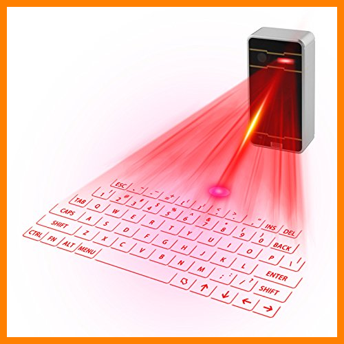 【 Mejor precio en oferta de 】✔️ Mini Teclado Láser Virtual Bluetooth Inalámbrico Proyector Mini Teclado Portátil para Recargable, Disposición Inglesa para Smartphone, Tablet, PC