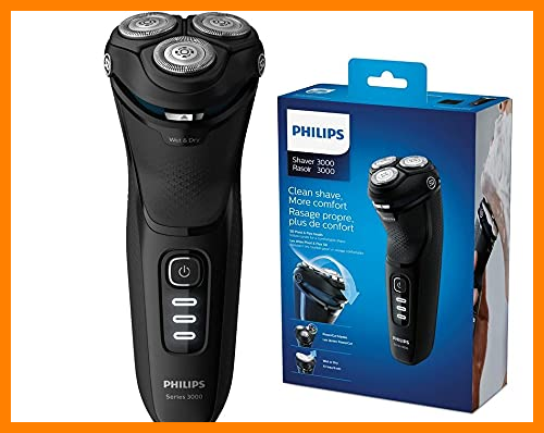 Rasoir Philips Shaver 3500 - 3 Têtes Pivotantes Flexibles - Tondeuse Escamotable - Bleu