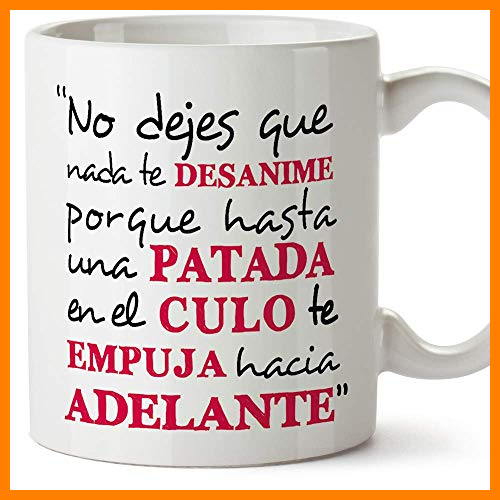 【 Mejor precio en oferta de 】✔️ MUGFFINS Taza Original con Mensaje Gracioso - No Dejes Que Nada te desanime - cerámica 350 ml - Tazas con Frases motivacionales en Tono irónico, Reg