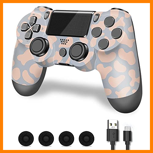 【 Mejor precio en oferta de 】✔️ NGTOWN Mando PS-4, Joystick PS-4, PS-4 Controller con Doble Vibración y Seis Ejes Inalámbrico Gamepad Compatible con Playstation 4 (Gery)
