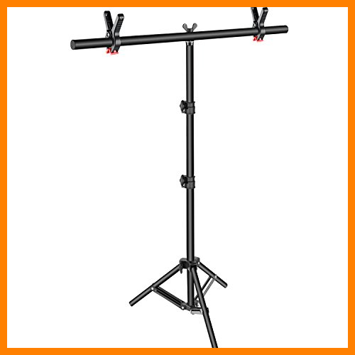 【 Mejor precio en oferta de 】✔️ Neewer – Soporte para fondo fotográfico en forma de TTamaño: 81-203 cm de alto por 90 cm de largo. Con doble pinza para colgar un fondo fotográfico.