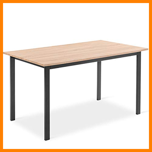 【 Mejor precio en oferta de 】✔️ Mc Haus KENIA - Mesa Nórdica Rectangular Comedor de madera Natural MDF con estructura de Metal Negro mate, Mesa Cocina Salón Escritorio Diseño Moderno 140x80x77cm