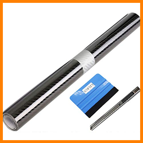 【 Mejor precio en oferta de 】✔️ NewL - Rollo de vinilo de fibra de carbono 3D, apto para uso exterior en automóviles, cúter de 30 cm x 150 cm + herramienta de mano