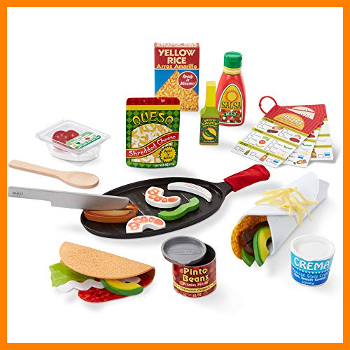【 Mejor precio en oferta de 】✔️ Melissa & Doug - Juego de tacos y tortilla para rellenar y doblar, comida de juguete, comida mexicana de juguete en madera, que se puede cortar en rodajas, 43 piezas, dimensiones: 31 x 9 x 41 cm