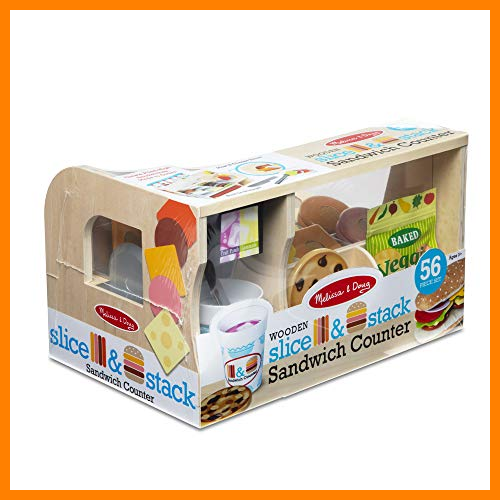 【 Mejor precio en oferta de 】✔️ Melissa & Doug Set Mostrador de sándwiches para jugar a rebanar y apilar!|Juego simbólico para niños| Juego de comida| 3+ años