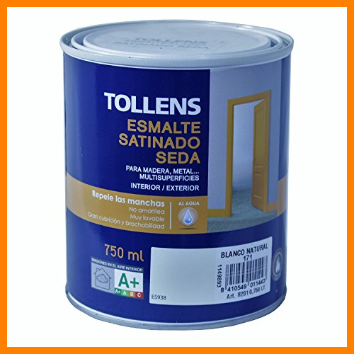 【 Mejor precio en oferta de 】✔️ Tollens 8201 Esmalte al Agua Satinado, Blanco Natural, 750 ml (Paquete de 1)