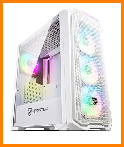 【 Mejor precio en oferta de 】✔️ Torre Gaming Nfortec Krater para PC con Cristal Templado y 4 Ventiladores RGB de 120mm incluidos (compatible con placas base de Gigabyte, Asus y MSI) Color Blanco