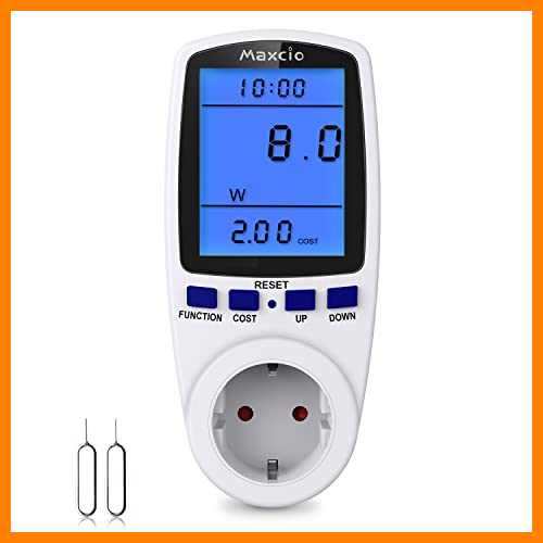 【 Mejor precio en oferta de 】✔️ Maxcio Medidor de Consumo de Energía, Monitor de Electricidad Recargable con Pantalla LCD Retroiluminada, 7 Modos Medidor de Consumo Electrico con Protección contra Sobrecarga, Costo de Electricidad