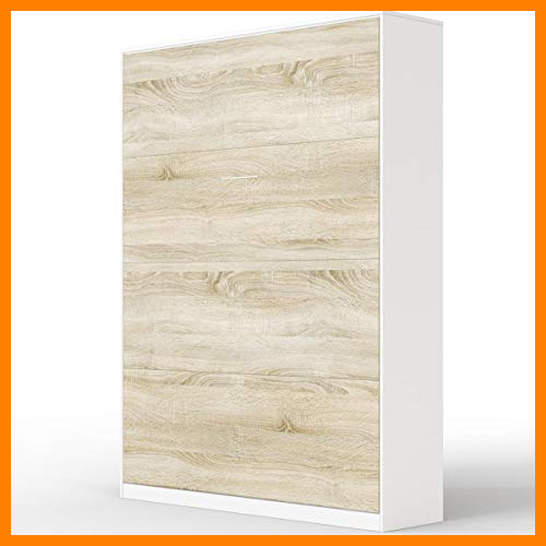 【 Mejor precio en oferta de 】✔️ SMARTBett Basic Cama abatible Cama Plegable Cama de Pared (Blanco/Roble Sonoma, 140x200 cm Vertikal)
