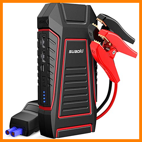 【 Mejor precio en oferta de 】✔️ SUAOKI U7 Arrancador de Coches 600A, 12000mAh Arrancador de batería V-0 Retardante de Incendio con Type-C, Pinzas Inteligentes, LED Luz, para Coche, Motocicleta etc.