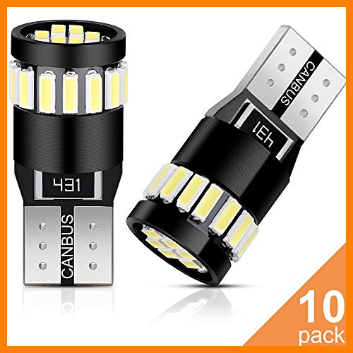 【 Mejor precio en oferta de 】✔️ Anpro 10 Paquetes T10 LED Canbus Bombillas,T10 W5W LED Blanco Super Brillante W5W T10 194 168 2825 158 175 21 SMD 4014 6000K,Luz para Coche