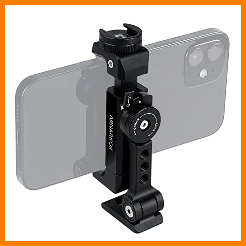 【 Mejor precio en oferta de 】✔️ Soporte de Trípode de Metal para Teléfono+Zapata Fría Giratoria 360 ángulos de Rotación e inclinación,Compatible con iPhone Samsung, Trípode de Escritorio para Teléfono