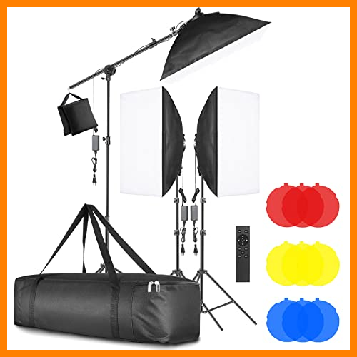 【 Mejor precio en oferta de 】✔️ Neewer 3-Pack Iluminación LED Softbox 2,4G Kit con Filtro Color Softbox de 51x71cm Cabezal Luz LED Regulable 3200-5600K 48W con Control Remoto 2,4G Soporte de Luz Brazo Articulado Bolsa para Grabación