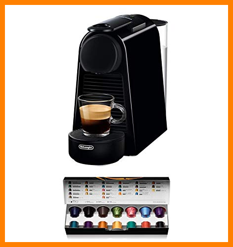 【 Mejor precio en oferta de 】✔️ Nespresso De'Longhi Essenza Mini EN85.B - Cafetera monodosis de cápsulas Nespresso, compacta, 19 bares, apagado automático, color negro, Incluye pack de bienvenida con 14 cápsulas