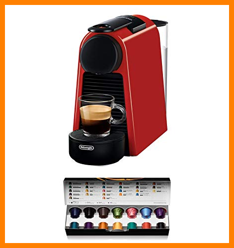 【 Mejor precio en oferta de 】✔️ Nespresso De'Longhi Essenza Mini EN85.R - Cafetera monodosis de cápsulas Nespresso, compacta, 19 bares, apagado automático, color rojo, 1, Incluye pack de bienvenida con 14 cápsulas