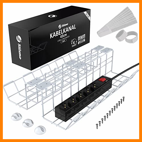 【 Mejor precio en oferta de 】✔️ Bandeja organizador cables escritorio de Stilemo - Juego de 2 Bandejas Gestión de cable Ultra Resistente por debajo del escritorio - Mantener los cables ordenados en la oficina & el hogar