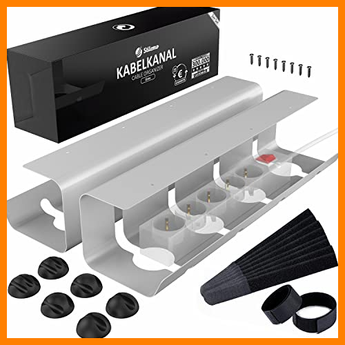 【 Mejor precio en oferta de 】✔️ Bandeja organizador cables escritorio de Stilemo - Juego de 2 Bandejas Gestión de cable Ultra Resistente, Soporta 5kg - Mantener los cables ordenados - Diseño minimalista para Oficina (Gris)