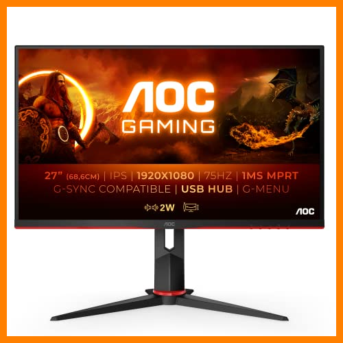 【 Mejor precio en oferta de 】✔️ AOC Monitor Gaming 27G2U5/BK - 27"Full HD, 75Hz, 1ms, IPS, FreeSync, 1920x1080, 250 cd/m, D-SUB, HDMI 2x1.4, Displayport 1x1.2