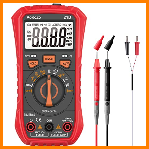 【 Mejor precio en oferta de 】✔️ Multimetro Digital,AoKoZo 21D Polimetro Digital 6000 Cuentas,TRUE RMS (Tamaño147*71*45mm)