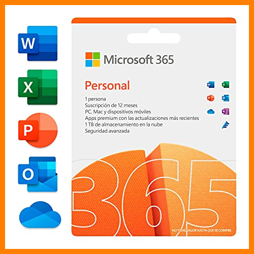 【 Mejor precio en oferta de 】✔️ Microsoft 365 Personal | Suscripción anual | Para 1 PC o Mac, 1 tableta incluyendo iPad, Android, o Windows, además de 1 teléfono